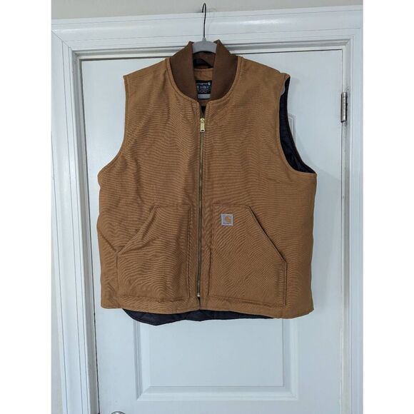 Carhartt‎ Brown Duck Vest men's size XL Camel relaxed fit canvas workwear - Picture 1 of 6